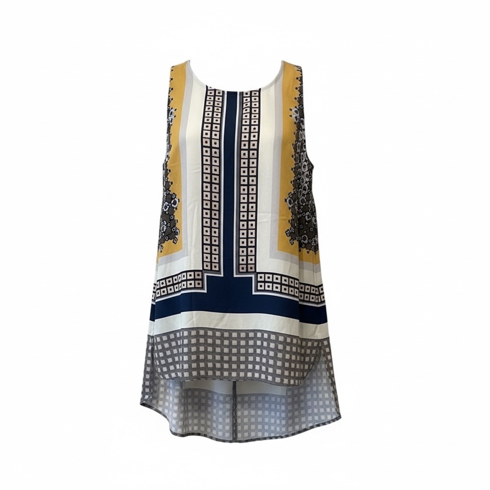Clover Canyon NWT yellow/navy high low tank top, XS
